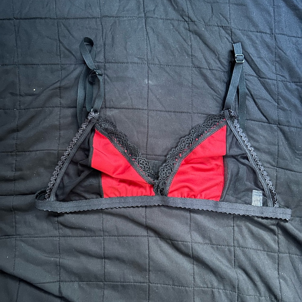Elegant Black and Red Lace Bralette
